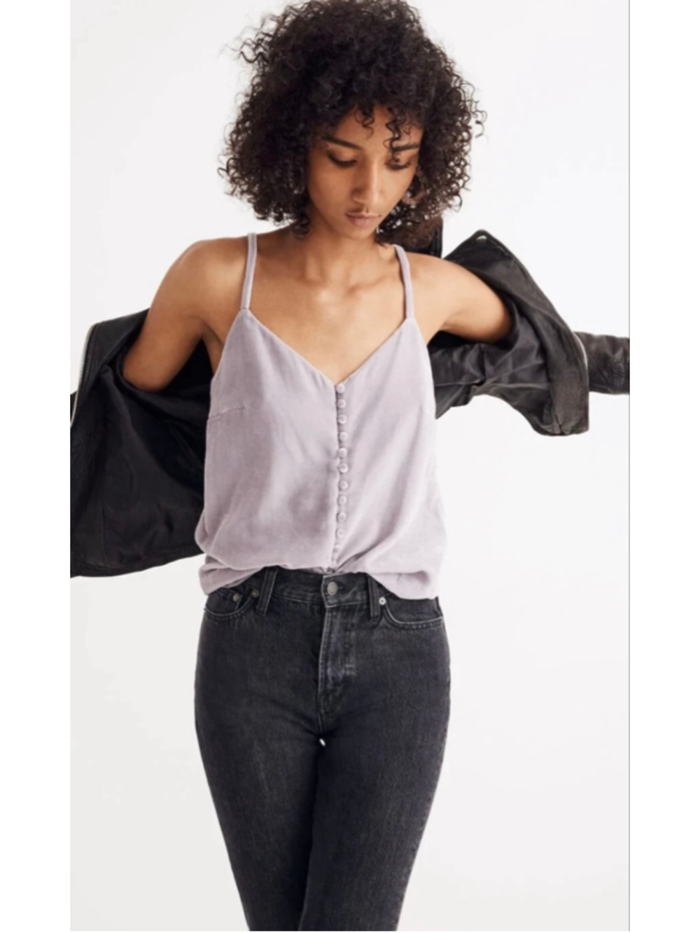 Madewell Velvet Button-Down Cami Thistle Lavender Women’s Size 6